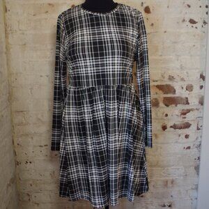 Pieces Checked Plaid Mini Smock Dress